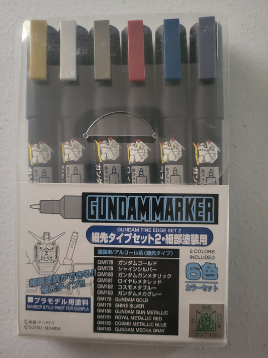 Gunze GSI GMS-126 Creos Mr. Hobby Gundam Marker Ultra Fine Set 2 (6 Markers)